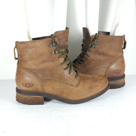 Ugg Women's Denali US8 Brown Leather Lace Up Sheepskin Lined LaceUp Combat Boots - Picture 8 of 16